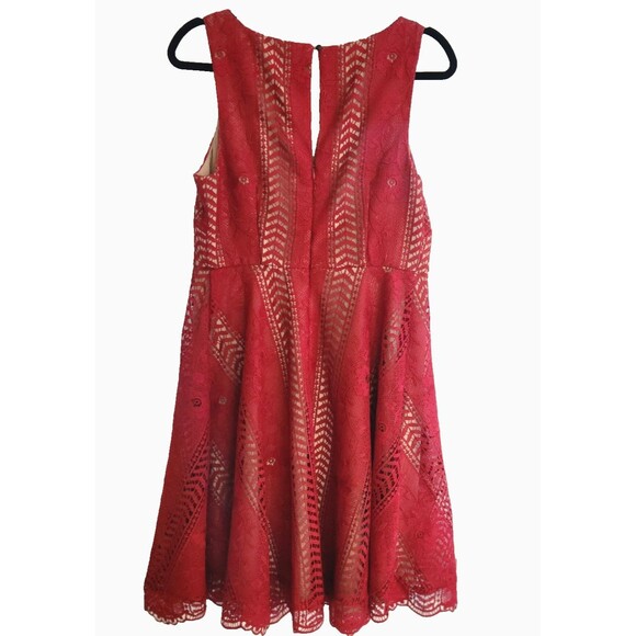 Anthropologie Red Lace Dress NWT Sz 8 Georgia Sleeveless Knee Length Fit & Flare - Picture 4 of 11